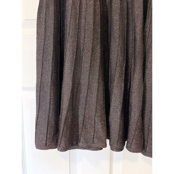 NWT $128 Nanette Lepore Size M Chocolate Brown Fit & Flare Shimmer Knit Dress - Picture 5 of 9